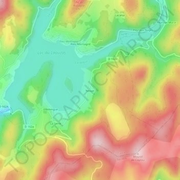 Carte topographique Naujac, altitude, relief