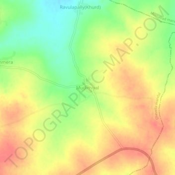 Carte topographique Mudimiyal, altitude, relief