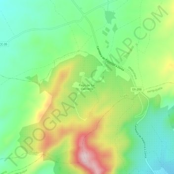 Carte topographique Pago de San Clemente, altitude, relief