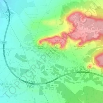 Carte topographique Arrabal de Portillo, altitude, relief