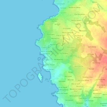Carte topographique Mezou Milin Avel, altitude, relief