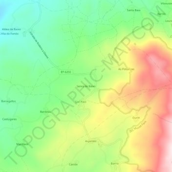 Carte topographique Senra de Baixo, altitude, relief