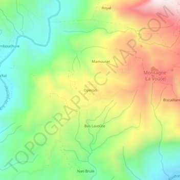 Carte topographique Operon, altitude, relief