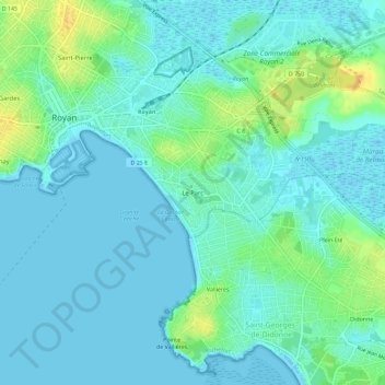 Carte topographique Le Parc, altitude, relief
