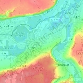 Carte topographique Le Potager de Diane, altitude, relief