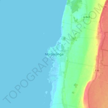 Carte topographique Mörbylånga, altitude, relief