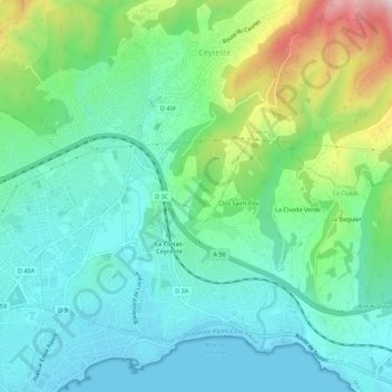 Carte topographique Vallon de Juane, altitude, relief