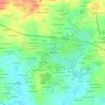 Carte topographique Le Champ des Pommiers, altitude, relief
