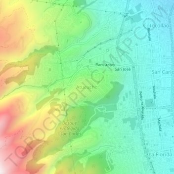 Carte topographique Atucucho, altitude, relief