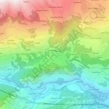 Carte topographique Fossaz, altitude, relief