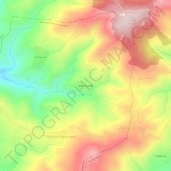 Carte topographique Vilar Douro, altitude, relief