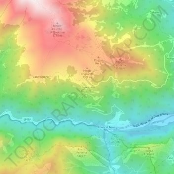 Carte topographique Quarzina, altitude, relief