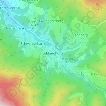 Carte topographique Lohberghütte, altitude, relief