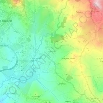 Carte topographique Moure, altitude, relief