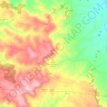 Carte topographique Talavera, altitude, relief