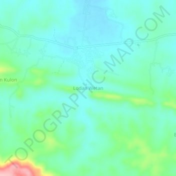 Carte topographique Lodan Wetan, altitude, relief