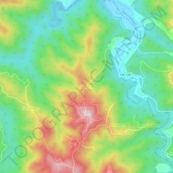 Carte topographique Tizi Ameur, altitude, relief