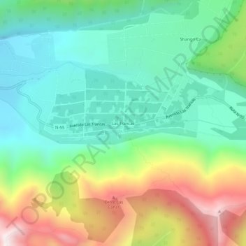 Carte topographique Las Trancas, altitude, relief