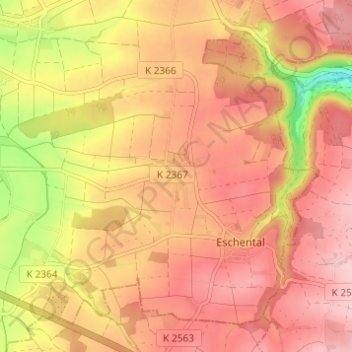 Carte topographique Goggenbach, altitude, relief