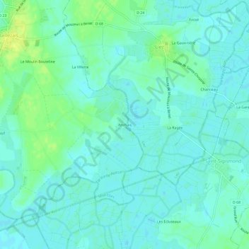 Carte topographique Anchais, altitude, relief
