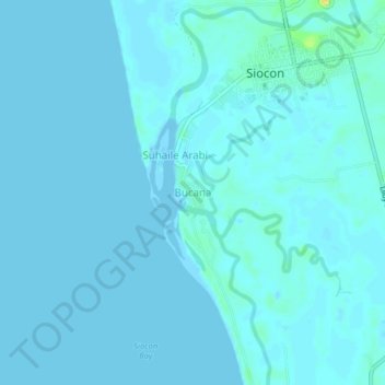 Carte topographique Bucana, altitude, relief