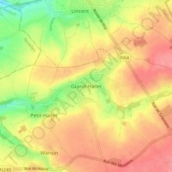 Carte topographique Grand-Hallet, altitude, relief