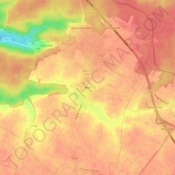 Carte topographique Meun, altitude, relief
