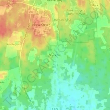 Carte topographique Norra Bro, altitude, relief