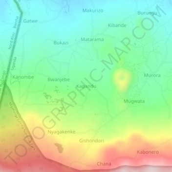 Carte topographique Kagandu, altitude, relief