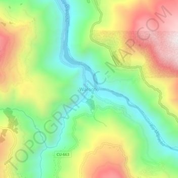 Carte topographique Watoqto, altitude, relief