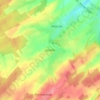 Carte topographique Jeneffe, altitude, relief