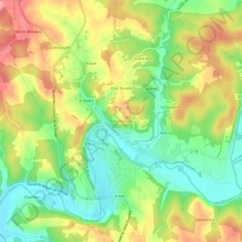 Carte topographique Puy Fournier, altitude, relief