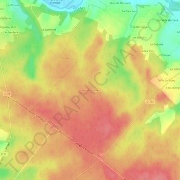 Carte topographique Forêt de Loches, altitude, relief