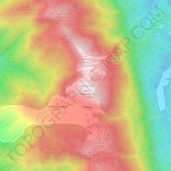 Carte topographique Guadagnolo, altitude, relief