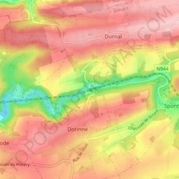 Carte topographique Chansin, altitude, relief
