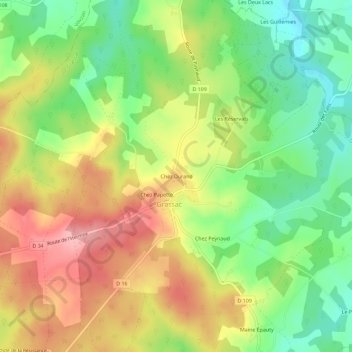 Carte topographique Chez Durand, altitude, relief