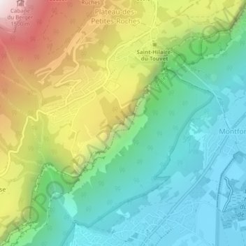 Carte topographique Table d'orientation du Bec Margain, altitude, relief