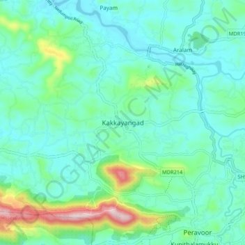 Carte topographique Kakkayangad, altitude, relief