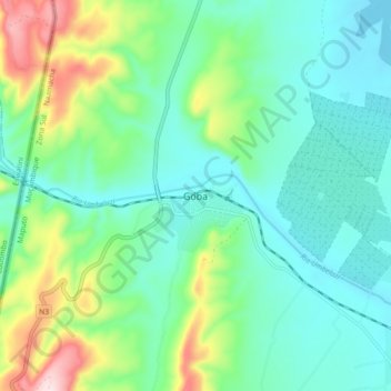 Carte topographique Goba, altitude, relief