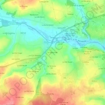 Carte topographique Le Tertre Failli, altitude, relief