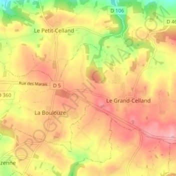 Carte topographique Launay, altitude, relief