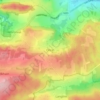 Carte topographique Ottré, altitude, relief
