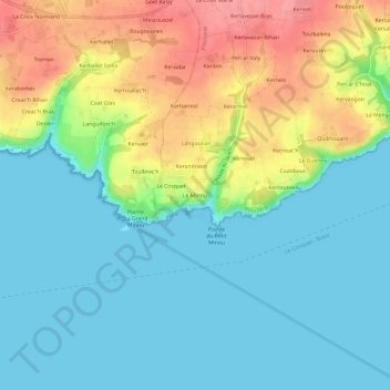 Carte topographique Le Minou, altitude, relief