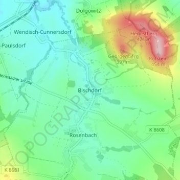 Carte topographique Bischdorf, altitude, relief