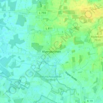 Carte topographique Alverskirchen, altitude, relief
