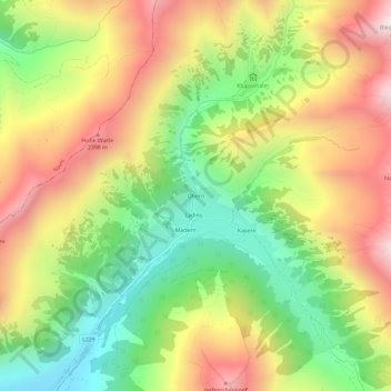 Carte topographique Obern, altitude, relief