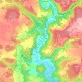 Carte topographique Weiler, altitude, relief