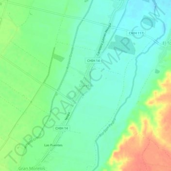 Carte topographique Loreto, altitude, relief