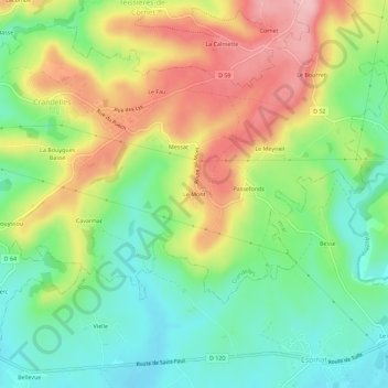 Carte topographique Le Mont, altitude, relief