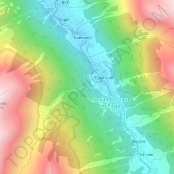 Carte topographique Pfitschebach Wasserfall, altitude, relief